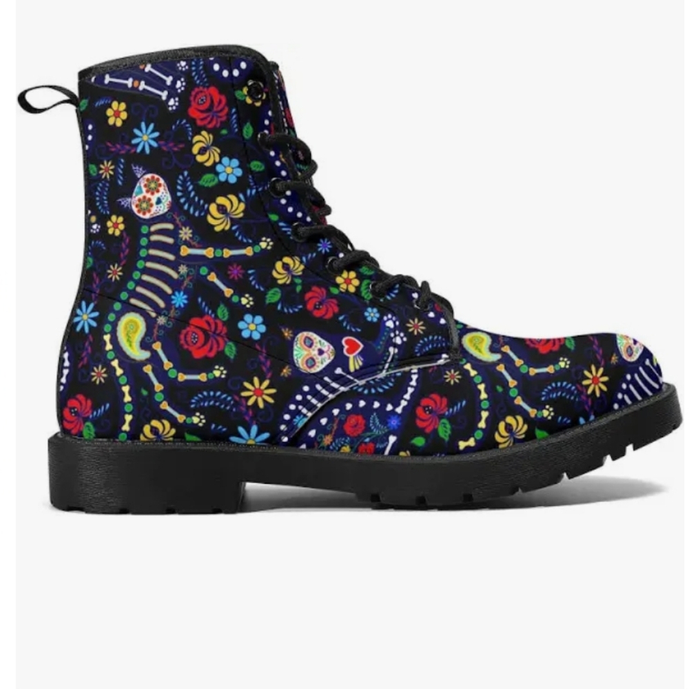 Sugar Skull Colorful Pattern Women's Boots Sz9 EU40